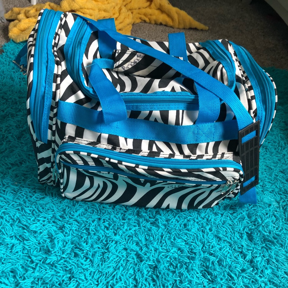 A zebra printed bag